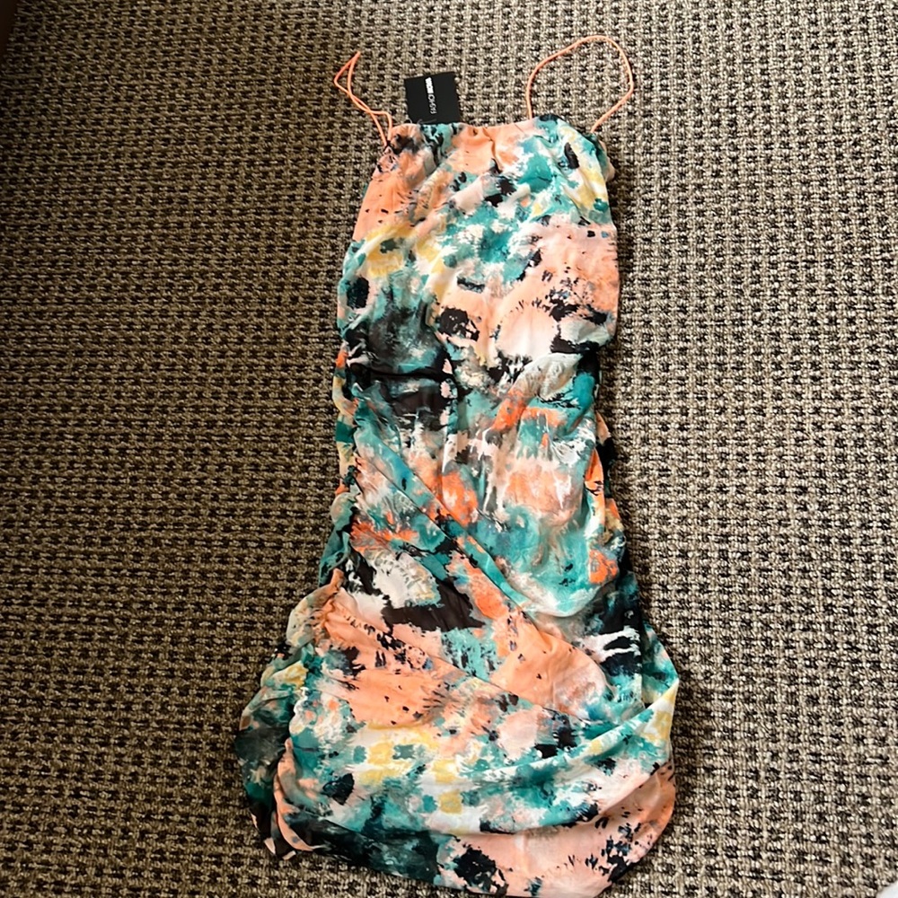 Fashion nova Madisyn ruched mini dress size large never worn tag on